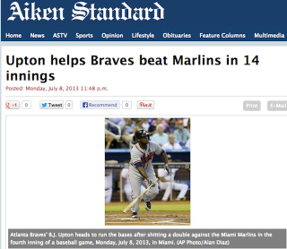 Illustration for article titled B.J. Upton Shits Out A Double, According To Typo